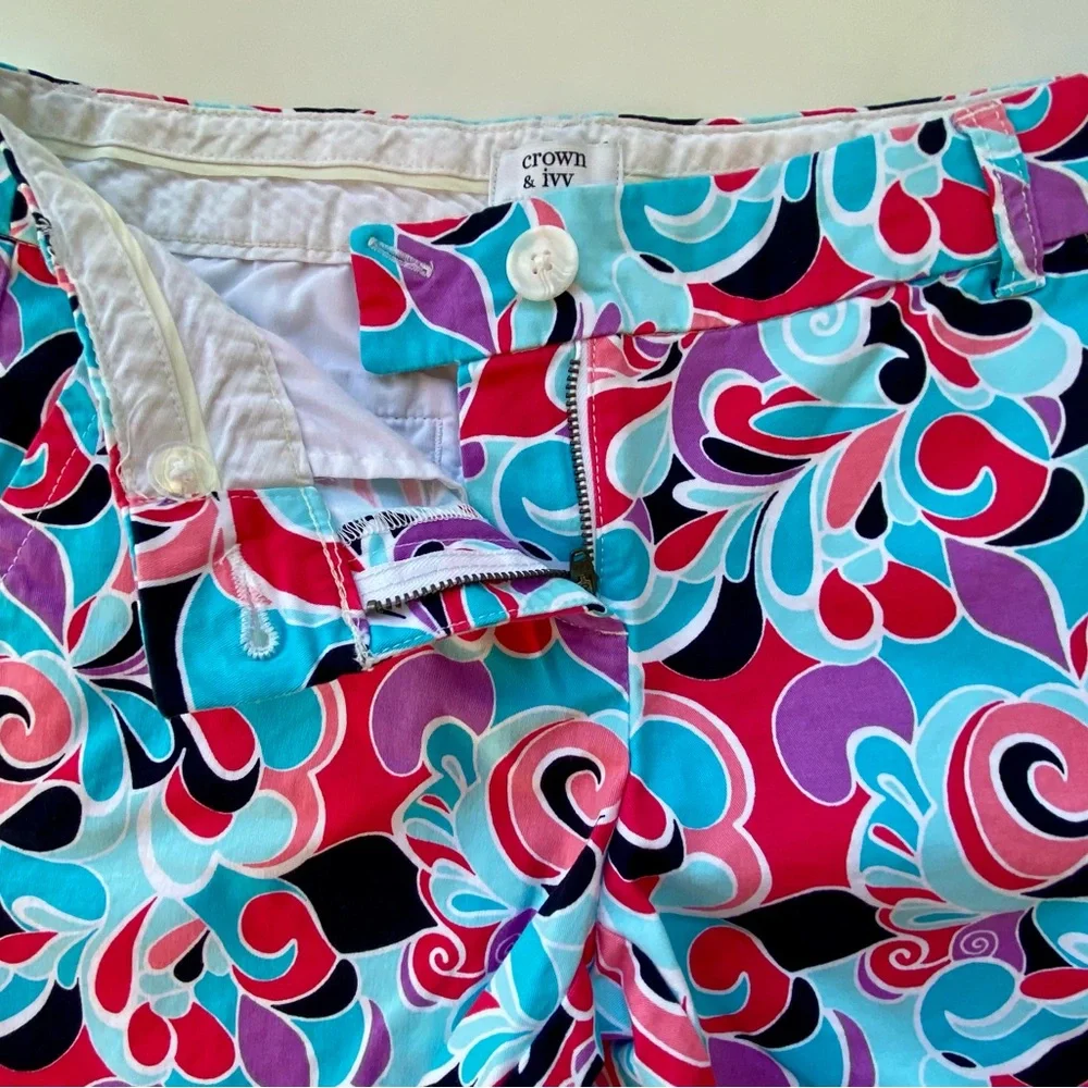 Crown & Ivy, Cotton Blend Chino Shorts, Multicolor Chino Shorts Sz: 2 - Picture 4 of 6